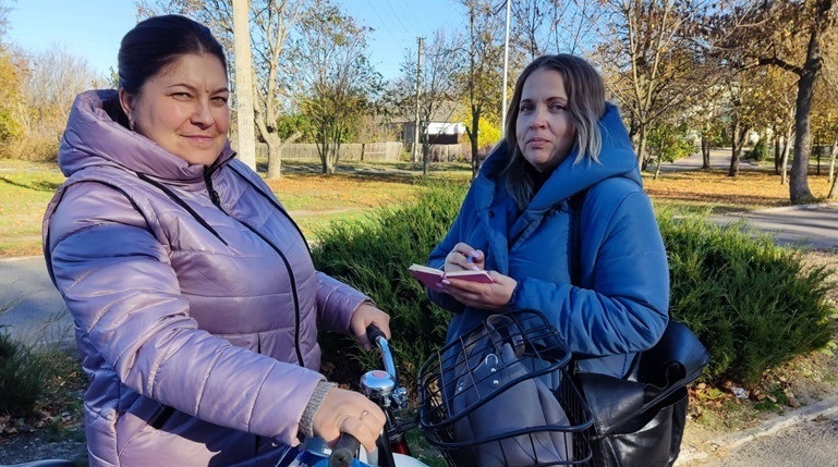 Ольга Агафонова, дружина загиблого Захисника з Дмитрівки Андрія Агафонова та журналістка Олена  Тригубенко